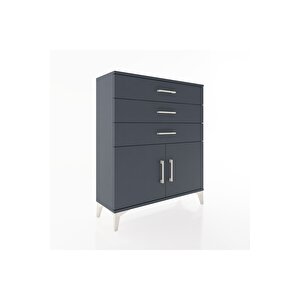 Arges Şifonyer Tek Raflı 3 Çekmeceli 2 Kapaklı 88x30x106 Antrasit-antrasit