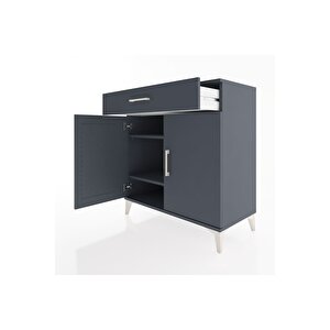 Hyperion Şifonyer 2 Raflı Tek Çekmeceli 2 Kapaklı 88x44x96 Antrasit-antrasit