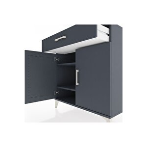 Hyperion Şifonyer 2 Raflı Tek Çekmeceli 2 Kapaklı 88x44x96 Antrasit-antrasit