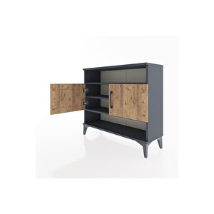 Arges Şifonyer 3 Raflı 2 Kapaklı 88x30x80 Antrasit-çam