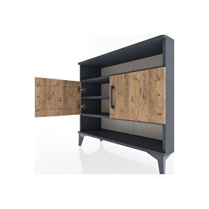 Arges Şifonyer 3 Raflı 2 Kapaklı 88x30x80 Antrasit-çam