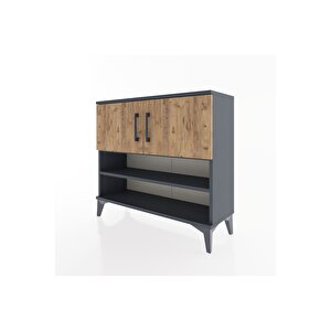 Arges Şifonyer 3 Raflı 2 Kapaklı 88x30x80 Antrasit-çam