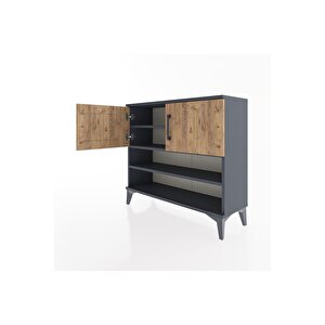 Arges Şifonyer 3 Raflı 2 Kapaklı 88x30x80 Antrasit-çam