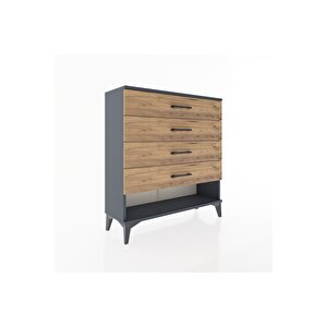 Arges Şifonyer 4 Çekmeceli 88x30x96 Antrasit-çam