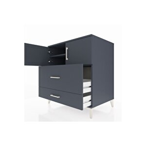 Kronos Şifonyer 2 Raflı 2 Çekmeceli 2 Kapaklı 88x59x96 Antrasit-antrasit