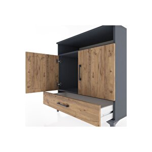 Hyperion Şifonyer 2 Raflı Tek Çekmeceli 2 Kapaklı 88x44x96 Antrasit-çam