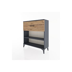 Arges Şifonyer Tek Raflı Tek Çekmeceli 88x30x96 Antrasit-çam