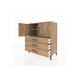 Hyperion Şifonyer 2 Raflı 3 Çekmeceli 2 Kapaklı 88x44x106 Çam-çam