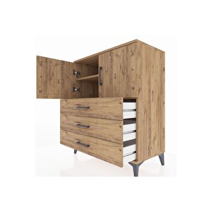 Hyperion Şifonyer 2 Raflı 3 Çekmeceli 2 Kapaklı 88x44x106 Çam-çam