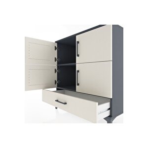 Hyperion Şifonyer 2 Raflı Tek Çekmeceli 4 Kapaklı 88x44x96 Antrasit-aytaşı