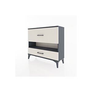 Arges Şifonyer Tek Raflı 2 Çekmeceli 88x30x80 Antrasit-aytaşı