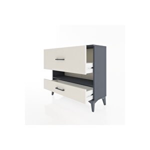 Arges Şifonyer Tek Raflı 2 Çekmeceli 88x30x80 Antrasit-aytaşı