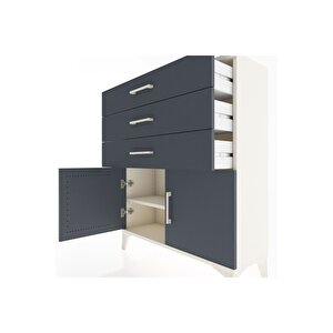 Arges Şifonyer Tek Raflı 3 Çekmeceli 2 Kapaklı 88x30x106 Aytaşı-antrasit