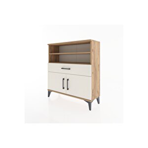 Arges Şifonyer 3 Raflı Tek Çekmeceli 2 Kapaklı 88x30x96 Çam-aytaşı