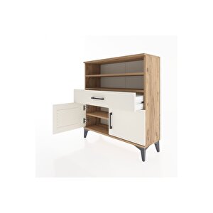 Arges Şifonyer 3 Raflı Tek Çekmeceli 2 Kapaklı 88x30x96 Çam-aytaşı