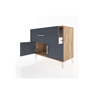 Hyperion Şifonyer Tek Çekmeceli 2 Kapaklı 88x44x80 Çam-antrasit