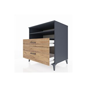 Kronos Şifonyer 2 Raflı 2 Çekmeceli 88x59x96 Antrasit-çam