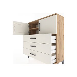 Arges Şifonyer 2 Raflı 3 Çekmeceli 2 Kapaklı 88x30x96 Çam-aytaşı