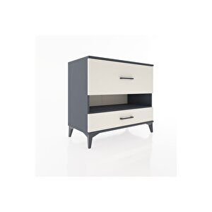 Hyperion Şifonyer Tek Raflı 2 Çekmeceli 88x44x80 Antrasit-aytaşı