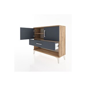 Arges Şifonyer 2 Raflı Tek Çekmeceli 2 Kapaklı 88x30x80 Çam-antrasit