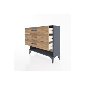 Arges Şifonyer 3 Çekmeceli 88x30x80 Antrasit-çam