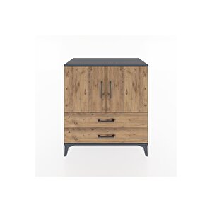 Hyperion Şifonyer 2 Raflı 2 Çekmeceli 2 Kapaklı 88x44x96 Antrasit-çam