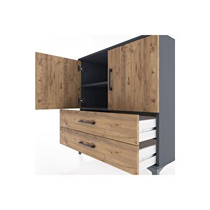 Hyperion Şifonyer 2 Raflı 2 Çekmeceli 2 Kapaklı 88x44x96 Antrasit-çam