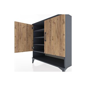 Hyperion Şifonyer 4 Raflı 2 Kapaklı 88x44x96 Antrasit-çam