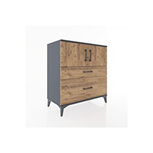 Hyperion Şifonyer 2 Raflı 2 Çekmeceli 2 Kapaklı 88x44x96 Antrasit-çam