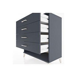 Hyperion Şifonyer 4 Çekmeceli 88x44x96 Antrasit-antrasit