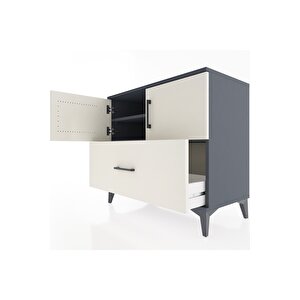 Hyperion Şifonyer 2 Raflı Tek Çekmeceli 2 Kapaklı 88x44x80 Antrasit-aytaşı