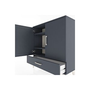 Arges Şifonyer 3 Raflı Tek Çekmeceli 2 Kapaklı 88x30x96 Antrasit-antrasit