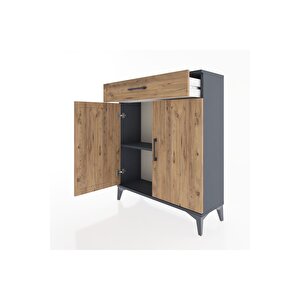 Arges Şifonyer Tek Raflı Tek Çekmeceli 2 Kapaklı 88x30x106 Antrasit-çam