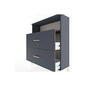Arges Şifonyer Tek Raflı 2 Çekmeceli 88x30x106 Antrasit-antrasit