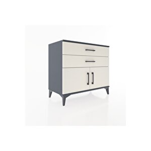 Hyperion Şifonyer Tek Raflı 2 Çekmeceli 2 Kapaklı 88x44x80 Antrasit-aytaşı