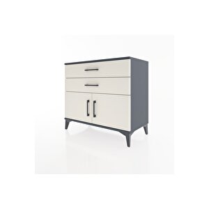 Hyperion Şifonyer Tek Raflı 2 Çekmeceli 2 Kapaklı 88x44x80 Antrasit-aytaşı