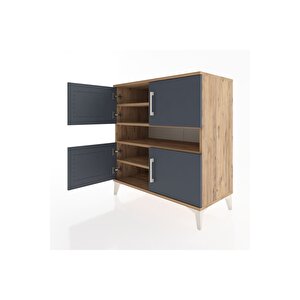 Hyperion Şifonyer 5 Raflı 4 Kapaklı 88x44x96 Çam-antrasit