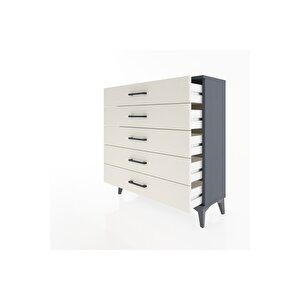 Arges Şifonyer 5 Çekmeceli 88x30x96 Antrasit-aytaşı