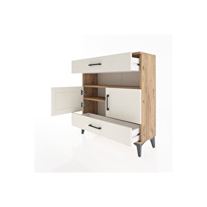 Arges Şifonyer 3 Raflı 2 Çekmeceli 2 Kapaklı 88x30x96 Çam-aytaşı