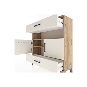 Arges Şifonyer 3 Raflı 2 Çekmeceli 2 Kapaklı 88x30x96 Çam-aytaşı