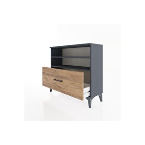 Arges Şifonyer 2 Raflı Tek Çekmeceli 88x30x80 Antrasit-çam