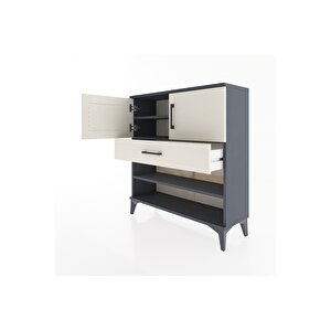Arges Şifonyer 3 Raflı Tek Çekmeceli 2 Kapaklı 88x30x96 Antrasit-aytaşı