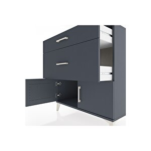 Hyperion Şifonyer 2 Çekmeceli 2 Kapaklı 88x44x96 Antrasit-antrasit