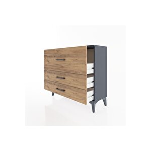 Arges Şifonyer 3 Çekmeceli 88x30x80 Antrasit-çam