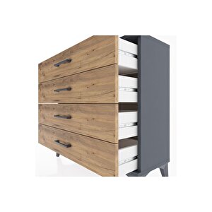 Arges Şifonyer 4 Çekmeceli 88x30x80 Antrasit-çam