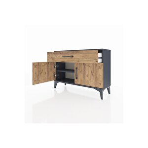 Arges Şifonyer Tek Raflı Tek Çekmeceli 2 Kapaklı 88x30x64 Antrasit-çam