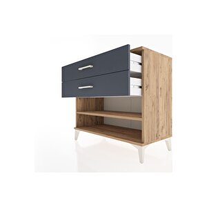 Hyperion Şifonyer Tek Raflı 2 Çekmeceli 88x44x80 Çam-antrasit