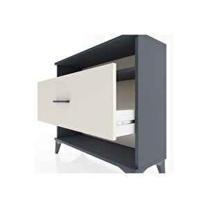 Arges Şifonyer Tek Raflı Tek Çekmeceli 88x30x80 Antrasit-aytaşı