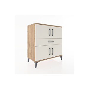 Hyperion Şifonyer 3 Raflı Tek Çekmeceli 4 Kapaklı 88x44x96 Çam-aytaşı