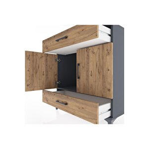 Hyperion Şifonyer 2 Çekmeceli 2 Kapaklı 88x44x96 Antrasit-çam